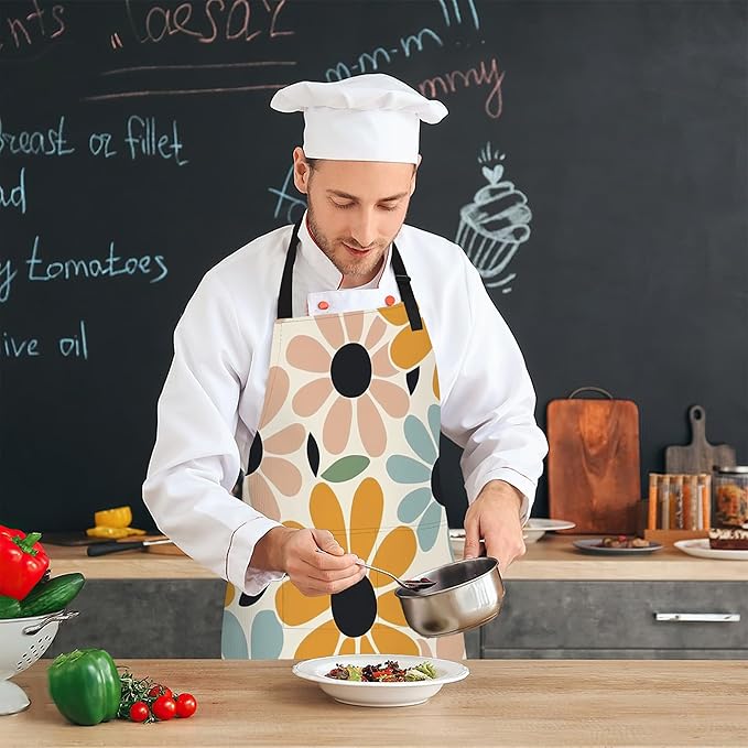 Apron with Pockets for Women, Adjustable Kitchen Cooking BBQ Chef Apron, Gifts for Mom Birthday, or Holidays