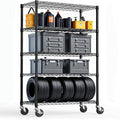 5-Tier 2200LBS Storage Shelves,Adjustable Wire Shelving for Pantry Organizers and Storage Heavy Duty Garage Shelving for Kitchen, Basement,Warehouse(Black,17,7Dx 47.2" W x 76.7" H)