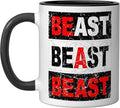 Retro Be A Beast Gym Training Shirt Ceramic Mug, Black/White