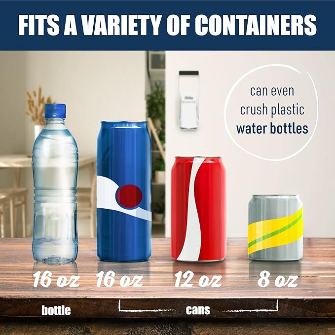 Mckay 16 Oz. Metal Can Crusher, Can Crusher Wall Mounted, Can Crushers for Recycling Wall-Mounted Smasher for Aluminum Seltzer, Soda, Beer Cans and Bottles, Gadgets for Home - White