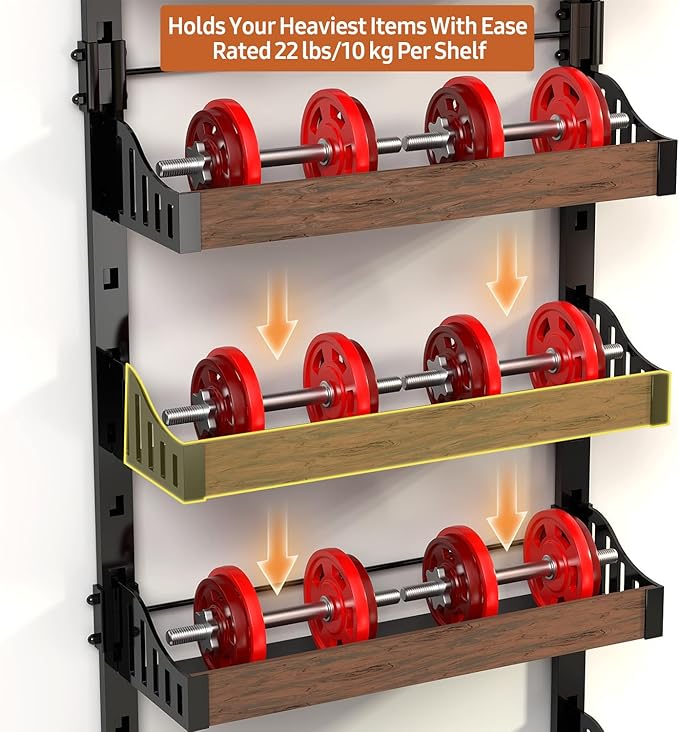 Over the Door Pantry Organizer: Pantry Organization and Storage with Hanging Basket - 9-Tier Metal Spice Rack Adjustable Shelves for Kitchen Bedroom Bathroom & Laundry Room Black