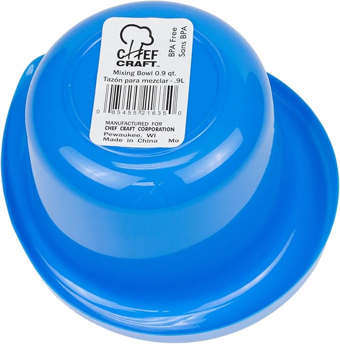 Chef Craft Select Plastic Mixing Bowl, .9 Quart Capacity, Blue
