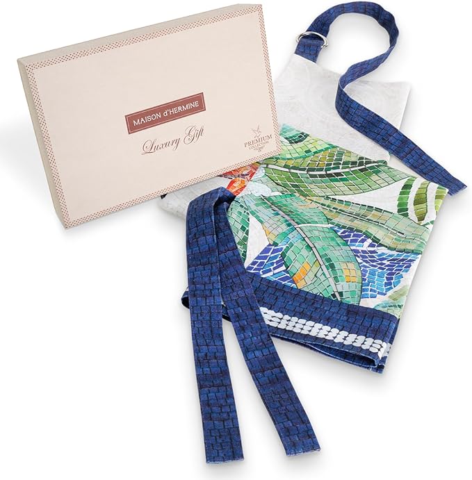 Maison d' Hermine 100% Cotton Apron for women with Pocket Kitchen Chef Apron for Men Cooking Gardening Server Waitress