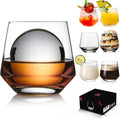 JBHO Premium Whiskey Glasses for Men - Set of 6-12 Oz Scotch Glasses - Old Fashioned Non-Lead Crystal Glass - Gift-Box Idea for Scotch Lovers/Glassware for Bourbon/Rum glasses/Bar Cocktail Glasses