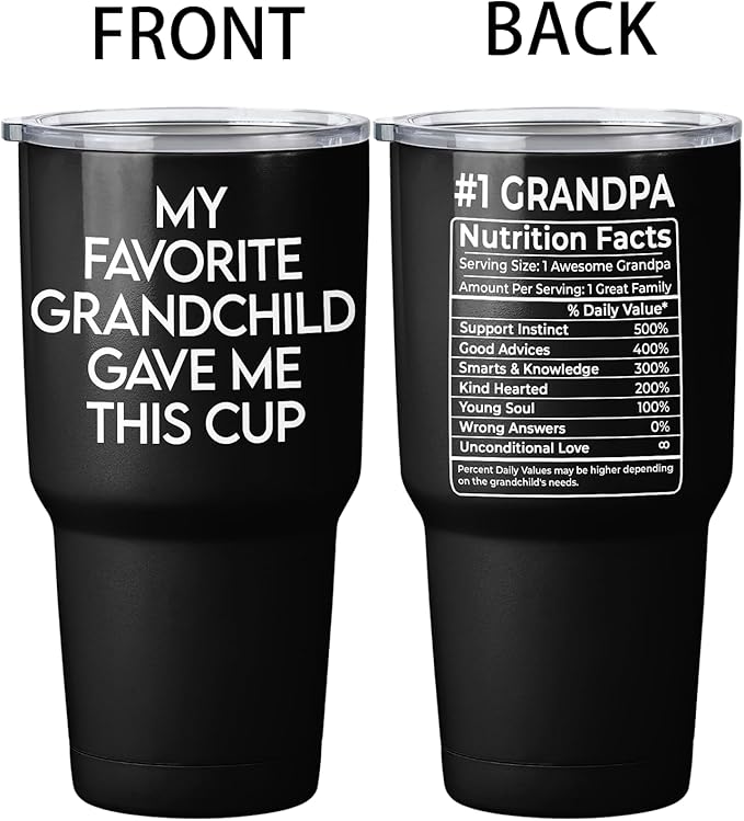 DOPTIKA 1 Piece - My Favorite Grandchild Gave Me This Cup, Coffee Tumbler 30 Oz, Christmas Birthday Gifts for Grandpa, Cool Presents for Grandparents, Grandpa Tumbler Gifts from Grandchild