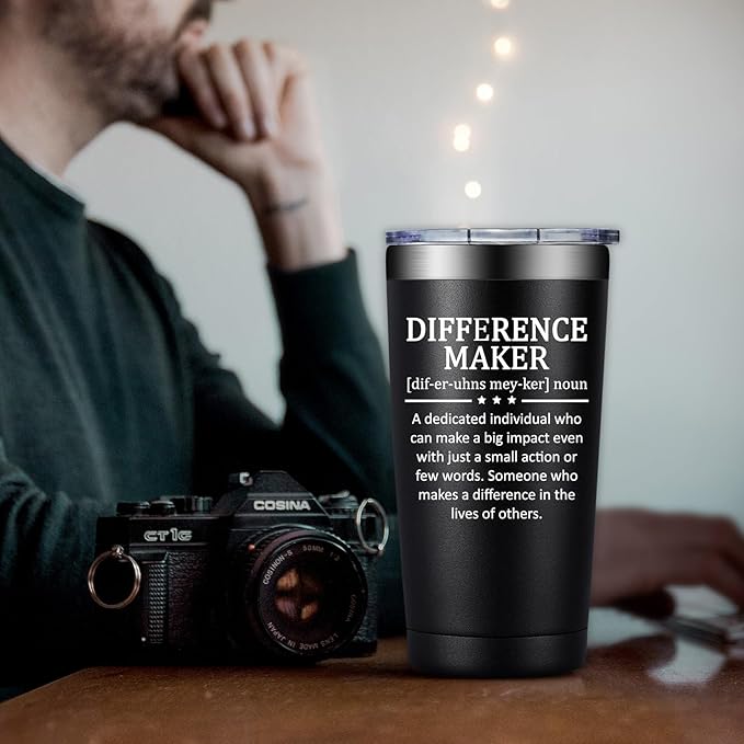Difference Maker Gifts - Christmas Thank You Gift for Men Women - Teacher Appreciation Gifts - Inspirational Gift for Coworker, Boss, Assistant, Employee - 20oz Tumbler