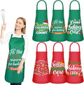 6 Pack Christmas Kitchen Aprons for Women Men Adjustable Holiday Apron with Pocket Funny Christmas Aprons for Cooking Party Xmas Party Gift (6 Design)