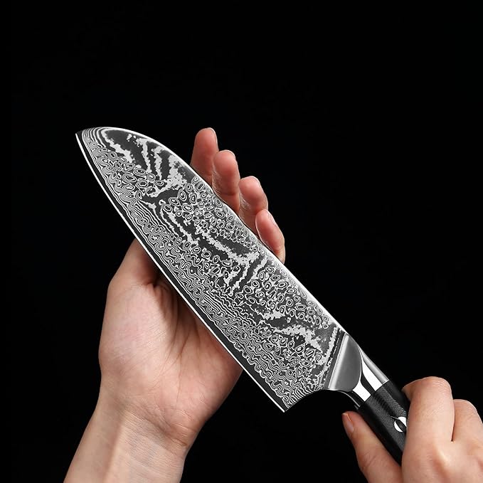 Wakoli Nitoko 2-Piece Kitchen Knife Set – Professional Damascus Chef Knives | 67-Layer VG10 Core Steel | Ergonomic G10 Handle | Santoku Knife & Small Santoku in Wooden Gift Box