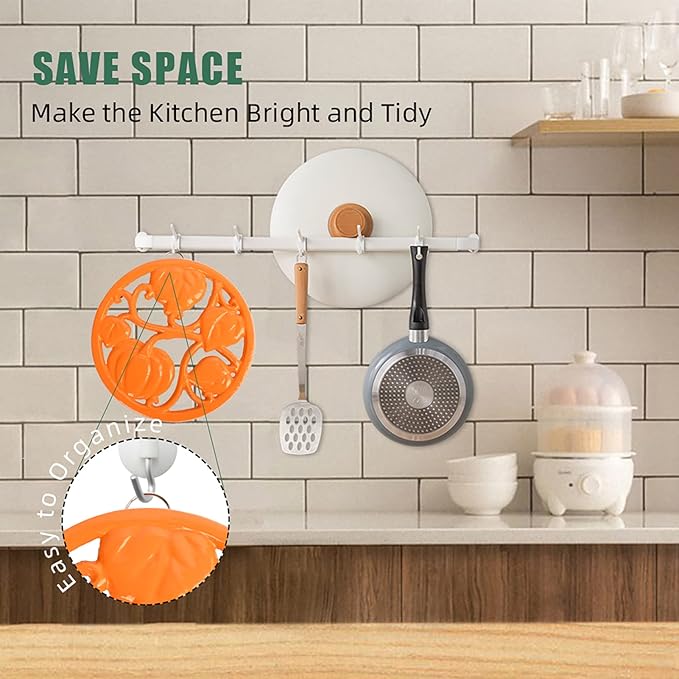 Cast Iron Trivet for Hot Dishes, Pumpkin Pattern Decorative Trivet for Hot Pots & Pans, Round Metal Heat-Resistant Pad Mat for Protective Countertop, Orange