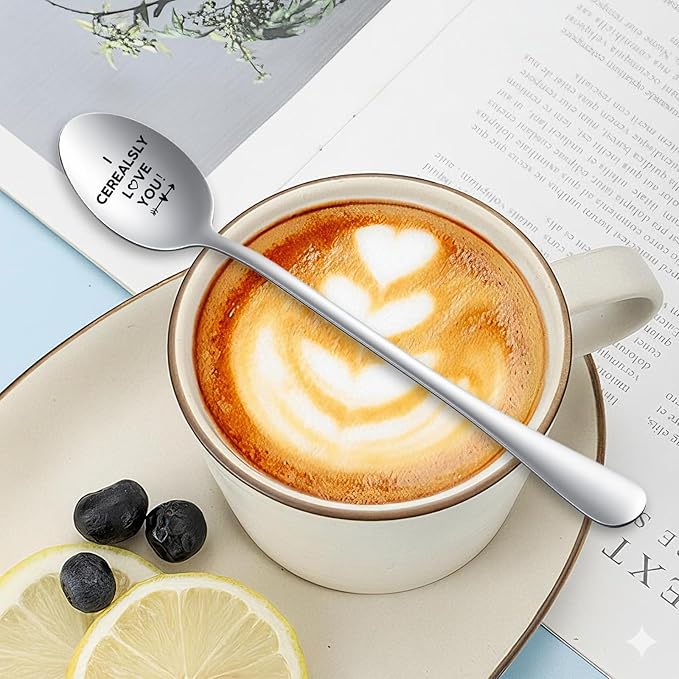 Funny Engraved Stainless Steel Spoon, I Cerealsly Love You Spoons, Cereal and Coffee Spoon for Husband, Wife Couples Boyfriend Girlfriend Valentine's Day, Birthday, Christmas, Wedding Gifts