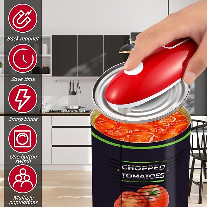 Electric Can Opener, One Touch Hand Free Tin Opener Electric Can Openers for Arthritis Hands Can Openers with One Touch Switch Kitchen Old Man Restaurant Chef's Best Choice-Powerful Safe & Easy