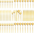 Astercook Silverware Set 48-Piece Gold Flatware Set with Steak Knives Food-Grade Stainless Steel Cutlery Set for 8 Mirror Polished Utensils Set Include Spoons and Forks for Home Kitchen Restaurant