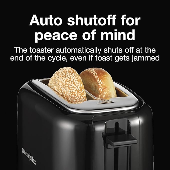 Proctor Silex 2-Slice Toaster with Extra Wide Slots for Bagels, Cool-Touch Walls, Shade Selector, Toast Boost, Auto Shut-off and Cancel Button, Black (22305)