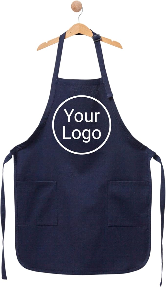 Custom Logo Apron, Personalized Cooking Apron for Men & Women and Kids, Adjustable Chef Apron with Pockets, Premium Handmade Kitchen Gift, Custom Event Apron, Cooking Class Apron