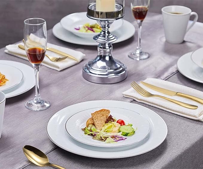 Silverware Set 20-Piece Stainless Steel Gold Flatware Set for 4 Cutlery Tableware Utensils Set Including Fork Spoon and Knife for Home Restaurant Hotel