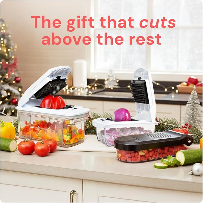 Fullstar Mandoline Slicer for Kitchen - Vegetable Chopper, Onion Potato Food Veggie Fruit Slicer and Cutter with Container, Kitchen Gadgets & Gifts, Home Essentials (6 in 1, Black)