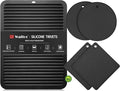 Walfos XXL Silicone Trivet 16 Inch and Round & Square Trivets 7 Inch, Trivets for Hot Pots and Pans, Heat Resistant Pot Holders Hot Pads for Kitchen Quartz Countertops, Hot Dishes, 5 Pack
