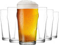 LAV Pint Beer Glasses Set of 6 x 19 oz - Traditional British Pub Pint Glasses - Large Craft Clear Beer, Iced Latte Glasses - Easy Stacking & Lead-Free & Gift Option
