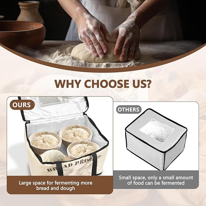 Folding Dough Proofer Box for Bread Proofing Box Dough Proofer Sourdough Bread with 50-113℉ Temperature and 12H Timer Controller