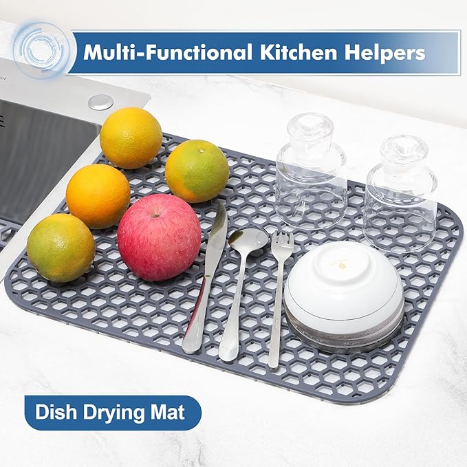 Silicone Sink Protector for Kitchen Sink - 16.65''x12.2'' Kitchen Sink Grid Accessory, Non-slip Heat Resistant Sink Grid Dry Mat for Bottom of Porcelain Stainless Steel, Dishwasher Safe