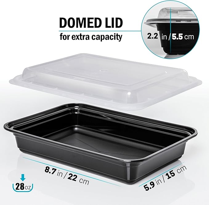 Igluu Meal Prep Containers Reusable (20 Pack) – Food Containers with Lids – Stackable, Microwave, Freezer & Dishwasher Safe – 28oz – 1 Compartment – BPA-Free
