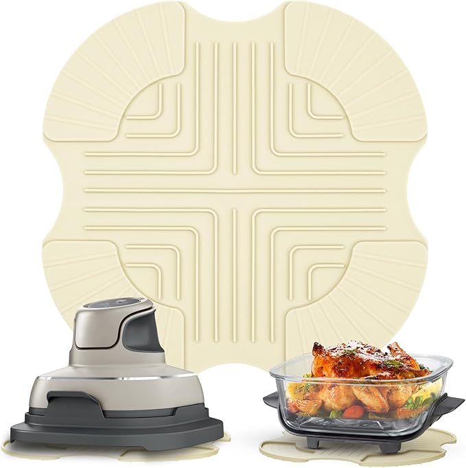 Silicone Heat Resistant Mat for Ninja Crispi Accessories, for Ninja Air Fryer Accessories Silicone Hot Pads for Kitchen Air Fryer Heat Resistant Trivet for Countertop(Beige)