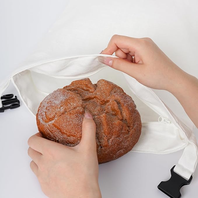 2 Pcs 100% Linen Bread Bags for Homemade Bread 13 x 19.6 Inches Reusable Sourdough Bread Storage Bag with Zipper (White)
