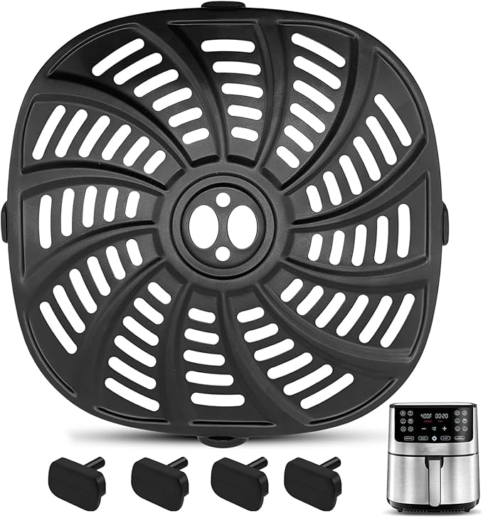 Air Fryer Replacement Parts for Gourmia 7QT GAF798 GAF716 Air Fryer, Food Grade Nonstick 8.97''*8.97'' Accessories Rack Tray Grill Pan Grill Plate Crisper Plate, Dishwasher Safe