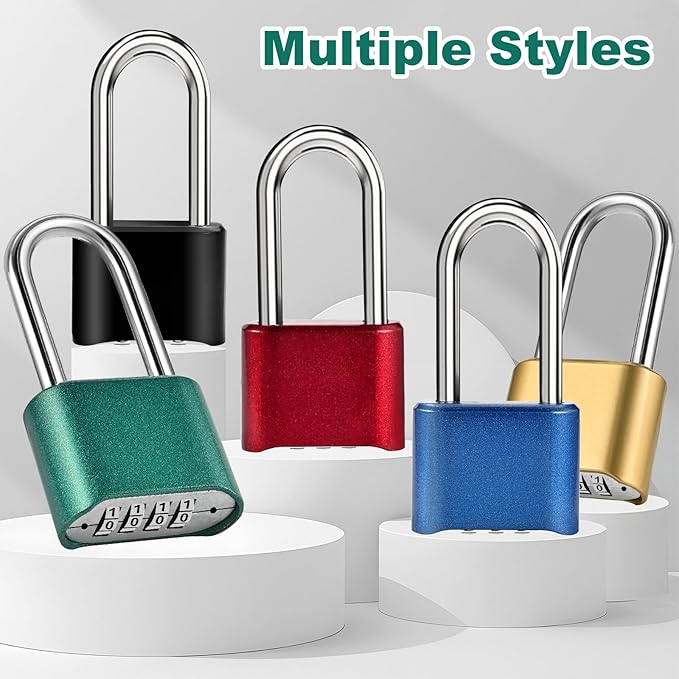 2pcs Combination Lock, 4-Digit Heavy Duty Combo Lock, Combination Padlock Outdoor Waterproof Gate Locks for Outdoor Fence, Locker, Sheds, Gym, Gate Hasps (2pcs, Long Shackle, Green)