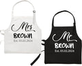 Custom Couple Apron, Personalized Mr Mrs Gift, Anniversary, Bridal Shower, Engagement, Christmas or Wedding Registry Present for Him & Her