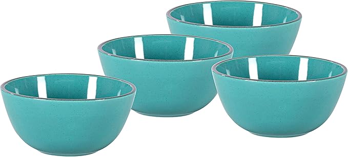 Stoneware Euro-Nordic 20pc Dinnerware Set, Shiny Turquoise Glaze with Speckle Effect