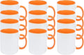 11oz White Ceramic Sublimation Coffee Mug With Solid Colors Inside and Handle, (12, Orange)