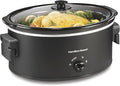 Hamilton Beach 7 Quart Slow Cooker with Space-Saving Folding Handles, 3 Heat Settings, Dishwasher Safe Stoneware Crock and Glass Lid, Black (33174)