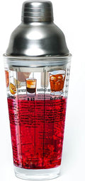14 oz Recipe Glass Cocktail Shaker With Strainer Top - Includes 6 Cocktail Drink Recipes (Whiskey Theme)
