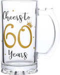 60th Birthday Gift，Men and Women Cheering 60th Birthday Beer Mugs，Cheers to the 60th Anniversary Beer Glass，60th Birthday Party Wedding Anniversary Decorative Gift, 18 Ounce (Cheers to 60 Years)