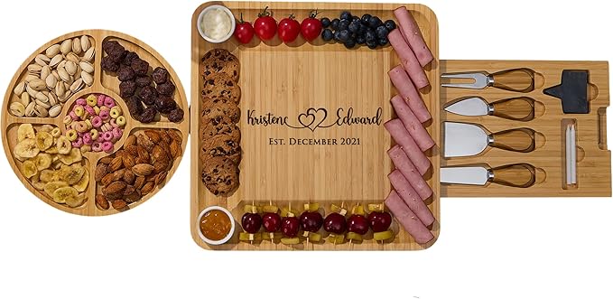 Personalized Engraved Charcuterie Board - Custom Bamboo Cheese Board, Gift for Couple, Wedding Gift, Housewarming, Corporate Gift, Christmas Gift, Birthday Gift for Mom