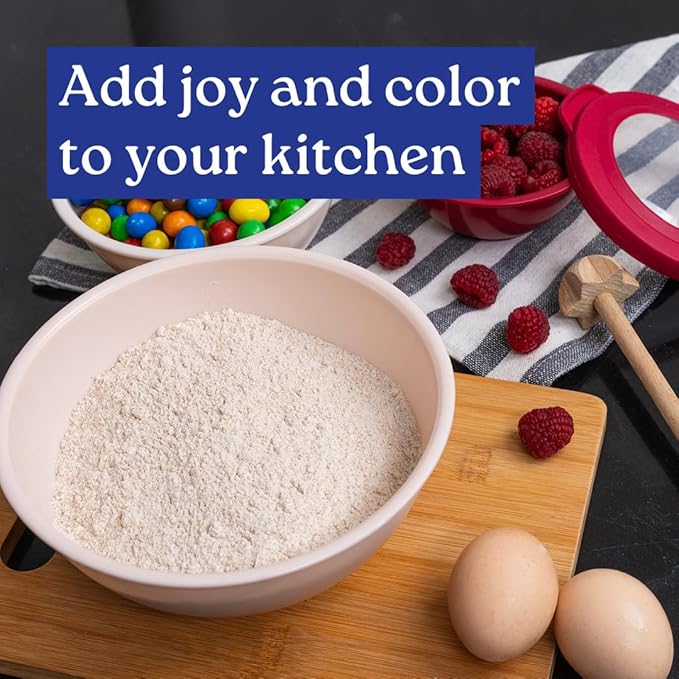 WHYSKO Mixing Bowl Set, 12 Piece Colorful Plastic Mixing Bowls with Lids Set for Food Prep Storage and Serving, Microwave and Dishwasher Safe for Kitchen Baking Cooking