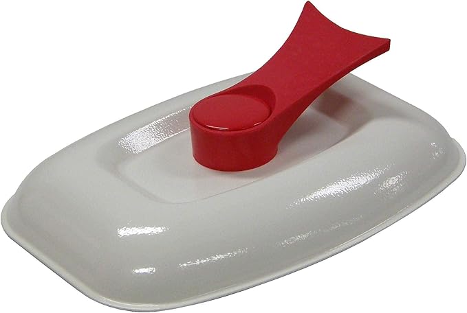 Microwave Grill Pan with Lid for Grilling, Browning, and Crisping Vegetables, Sandwich, & Meat, Red