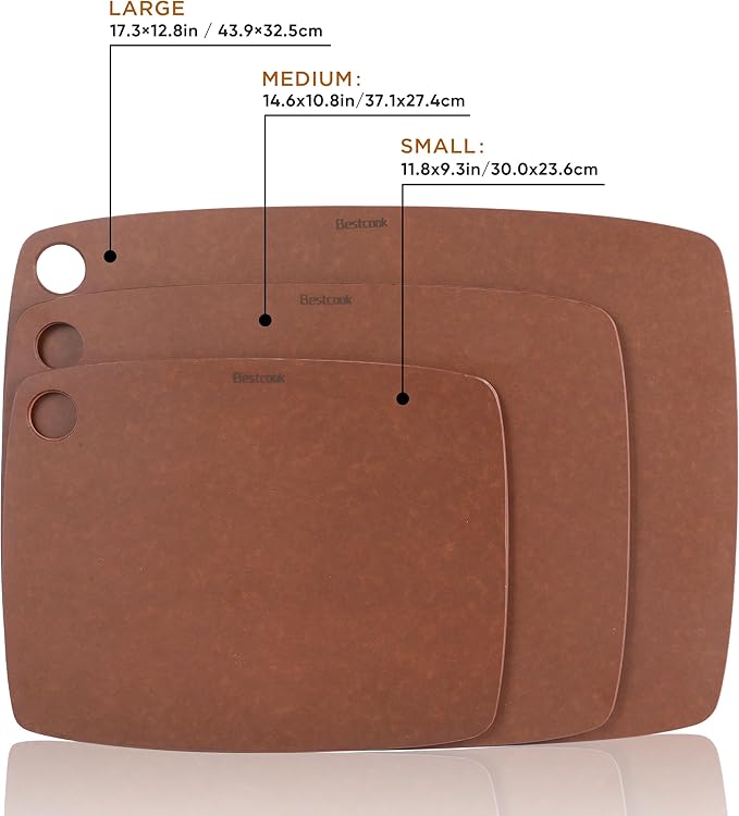 Wood Fiber Cutting Board for Kitchen, Dishwasher Safe, Knife-Friendly Chopping Board, High Density, Non-Porous, BPA-Free Cutting Board for Meat, Bread, Fruit, 14.6" x 10.8", Brown