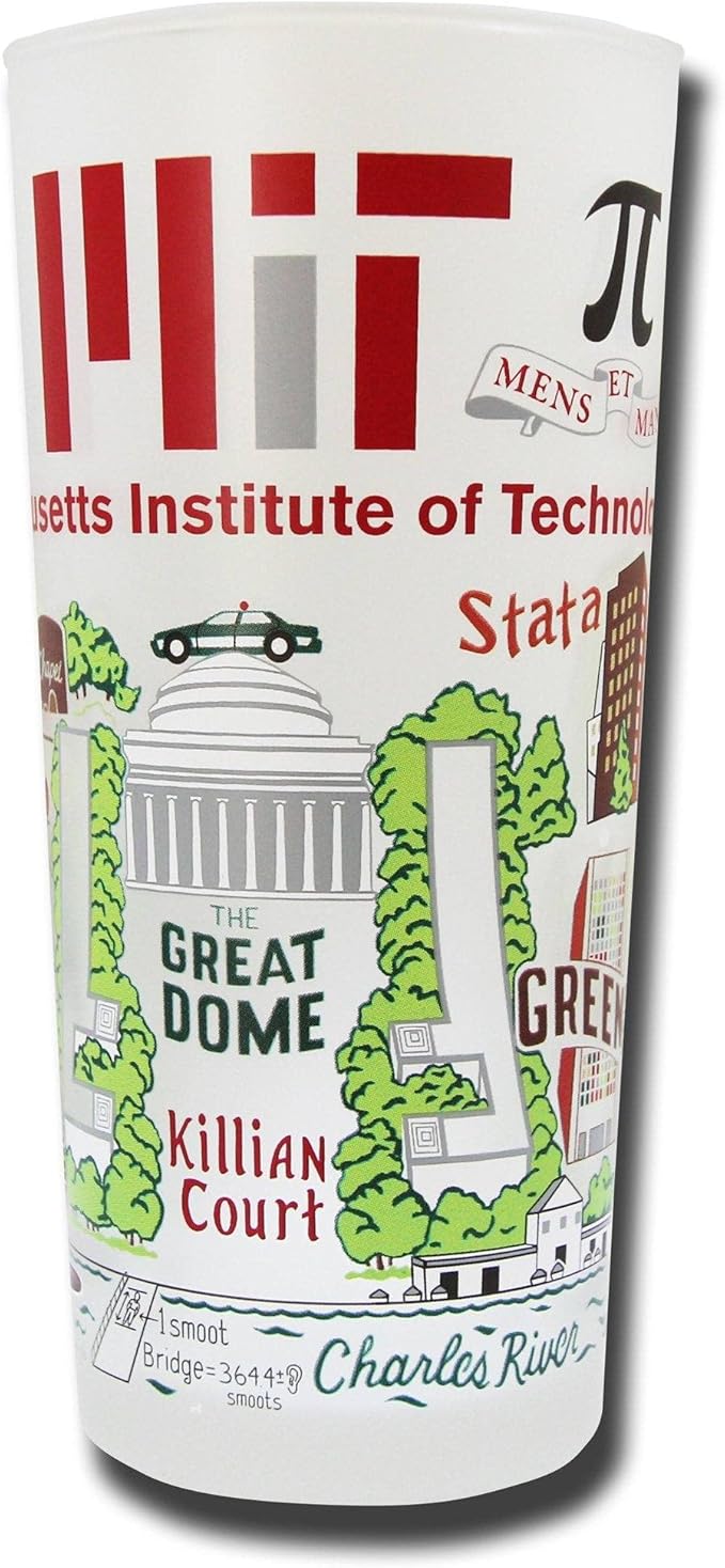 Catstudio Drinking Glass, Massachusetts Institute of Technology Glass Cup for Kitchen, 15oz Dishwasher Safe Tumbler MIT Alumni