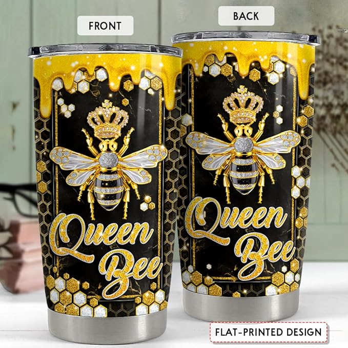 SANDJEST Bee Gifts for Women Girls Bee Tumbler 20oz Jewelry Drawings Stainless Steel Insulated Tumblers Coffee Travel Mug Cup Gift for Birthday Christmas