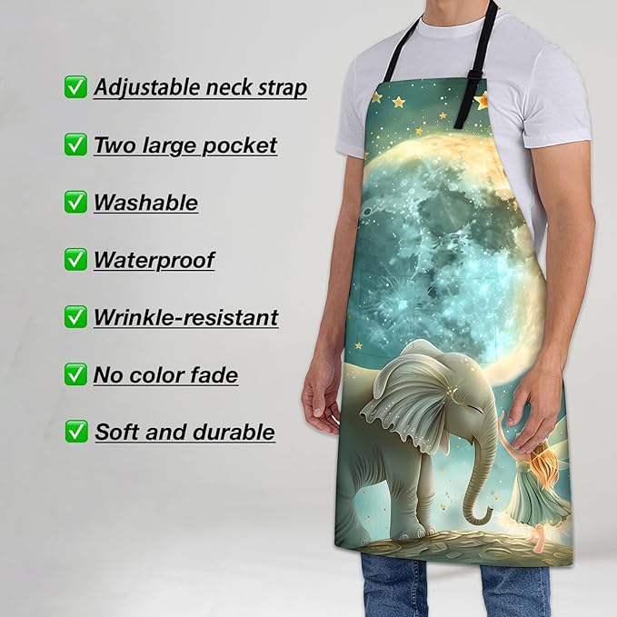 Banana Pattern Apron for Women Men 28x33in, Kitchen Chef Aprons with 2 Pockets, Polyester, Tropical Banana Apron