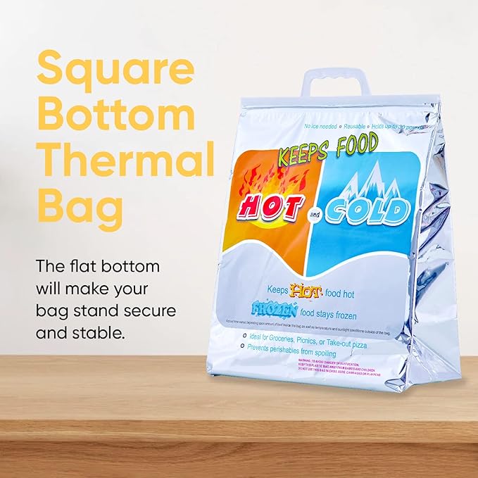 Superio Hot and Cold Insulated Bags for Food Delivery, Grocery Shopping Bags, Food Storage for Hot and Frozen Food for Travel, Disposable Cooler Bag