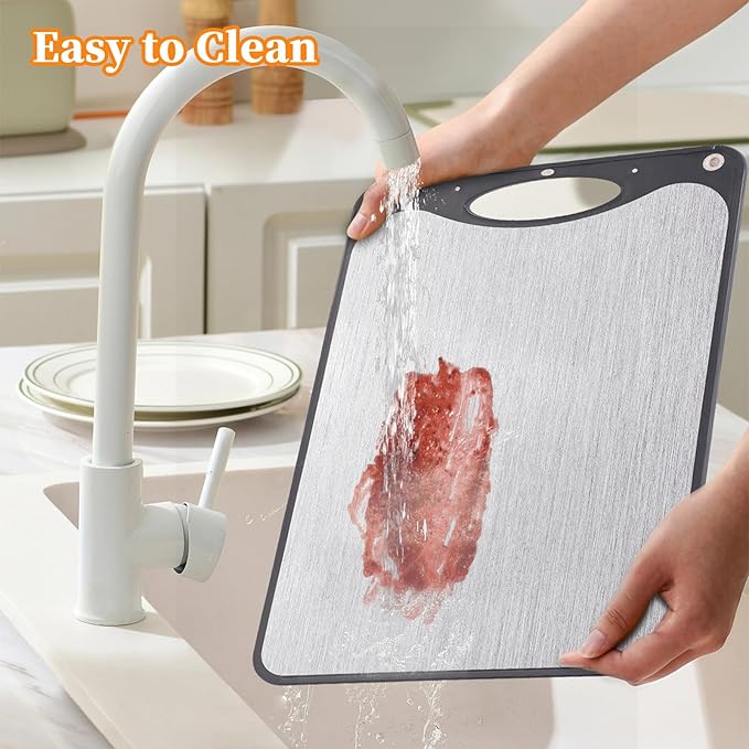 Titanium Cutting Boards, Double Sided Cutting Board For Kitchen,Food Grade Titanium And Wheat Straw PP, Large Size 15”×10”And Easy To Clean, Dark Gray