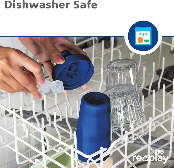 Re-Play Spill-Proof Sippy Cups - Reusable 10 Oz Set of 4, Dishwasher & Microwave Safe, Made in USA, Space
