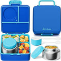 Fimibuke Bento Box for Kids Adult, BPA Free & Leakproof Toddler Lunch Box with 8.5oz Insulated Thermos Food Jar, Utensils & Sauce Jar, Dishwasher Safe 3 or 4 Compartment Container for School Girl Boy