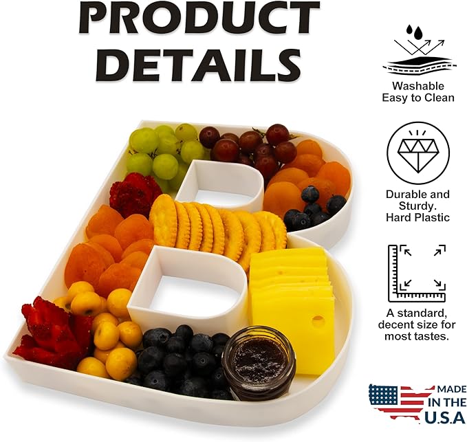 10" Reusable Plastic Box Form Tray Display for Treats, Charcuterie, Cake Pop, Candy, Charcuterie Box, Custom Charcuterie Letters Fillable - Reusable Letter Box - (White Plastic, Z)