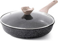 Kordisen Frying Pans Nonstick with Lid, 12.5 Inch Large Skillet with Lid, Induction Cooking Pan, Stay-Cool Handle, Compatible with All Stovetops, PFOA Free