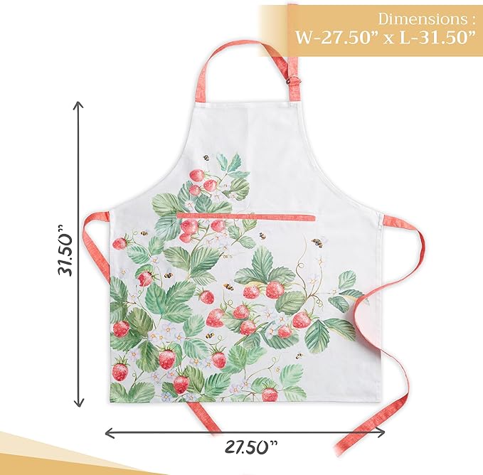 Maison d' Hermine 100% Cotton Apron for women with Pocket Kitchen Chef Apron for Men Cooking Gardening Server Waitress