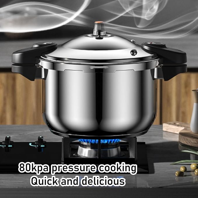 Stainless Steel Pressure Cooker, 80Kpa High Pressure Pressure Cooker with Safety Valve, Instant Cookware for Induction, Gas, Electric Cookware
